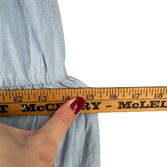 Vintage Blue Womens Peasant Dress 9/10 Denim Tiered Boho Cap Sleeve Maxi As Is - Picture 7 of 10